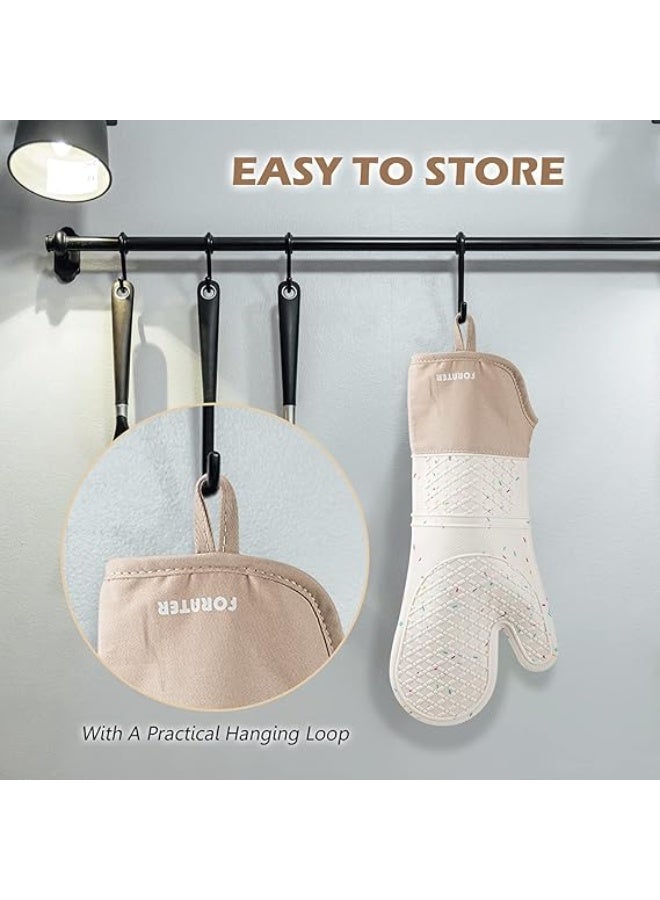 1 Pair of extra Long Silicone Oven Mitts - Heat Resistant up to 500°F, Waterproof and Non-Slip Oven Gloves with Soft Quilted Liner - Perfect for BBQ, Cooking, Baking, and Grilling - Image 4